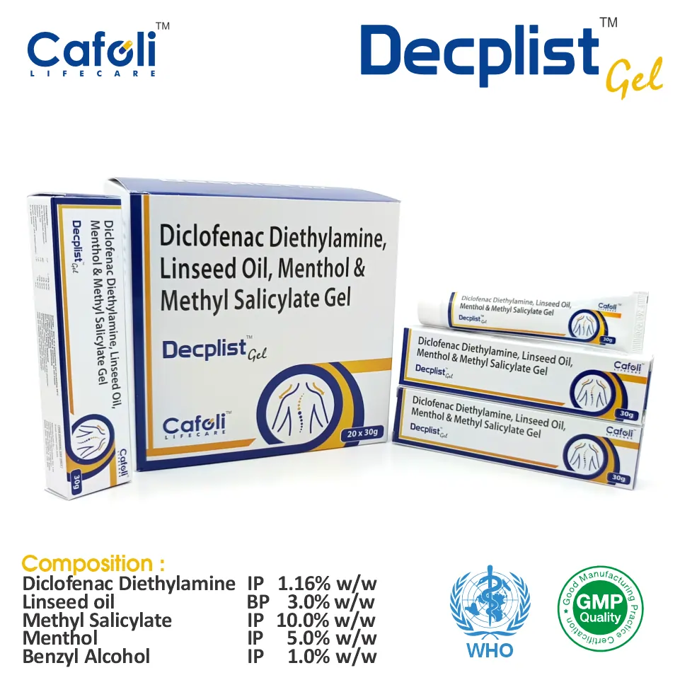 Diclofenac diethylamine  + Linseed Oil Gel at the best price in PCD Pharma Franchise for Pain Relief, and Muscle Relaxant.